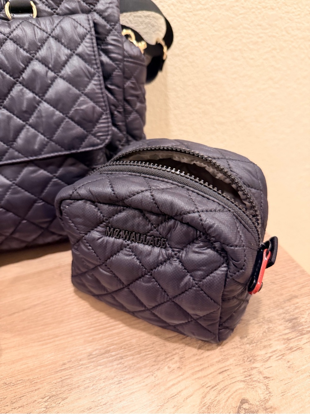 MZ Wallace Metro Packable Quilted Mini Pouch - Black like new